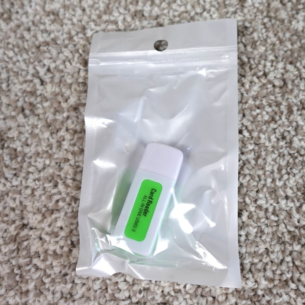 All In One USB 2.0 Card Reader Portable Memory Card Adapter White Green New